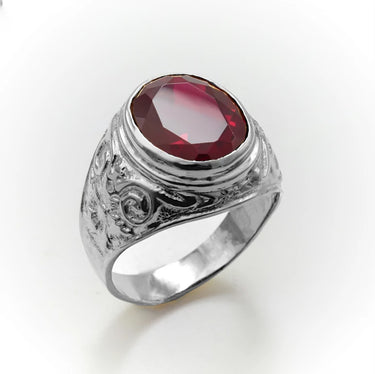 Mens Red oval stone in 925 silver ring